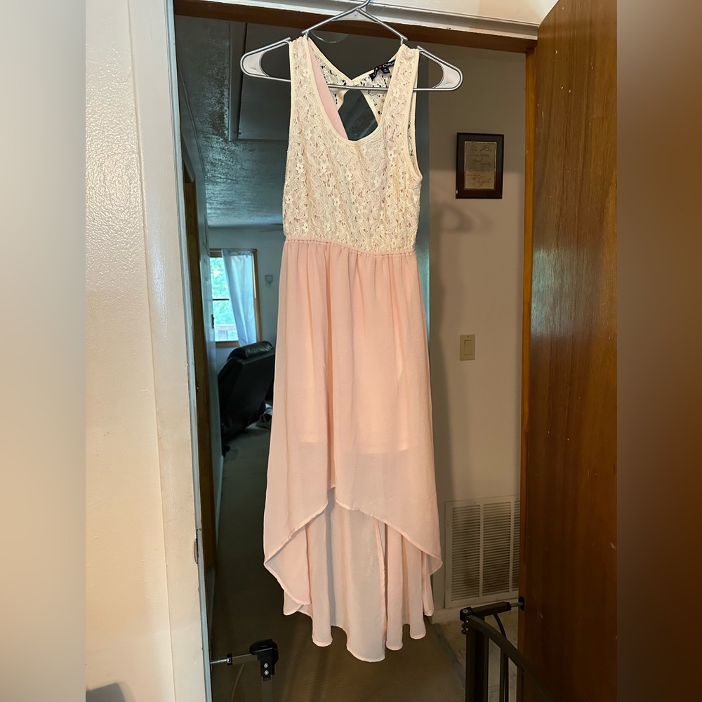 Pink and white dress